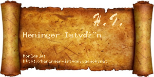 Heninger István névjegykártya